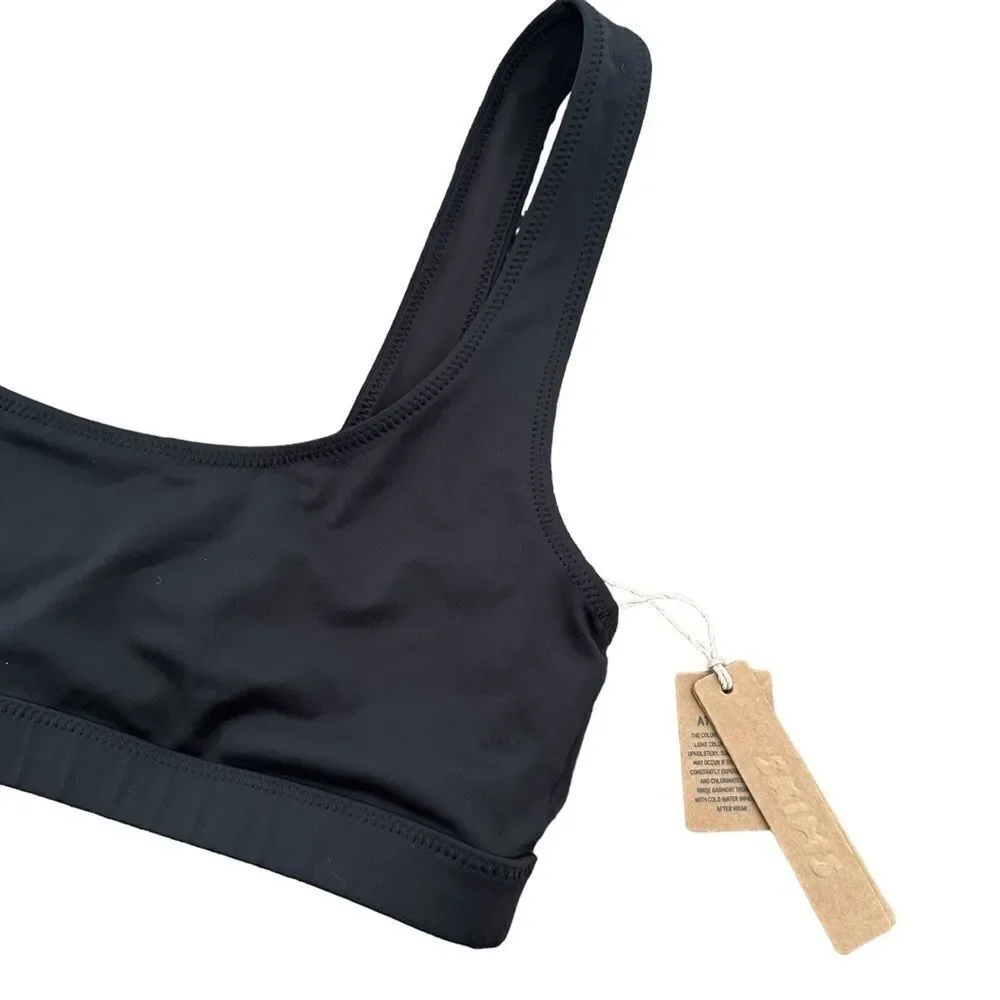 NWT SKIMS Recycled Signature Swim Tank Bikini Top In Onyx Black